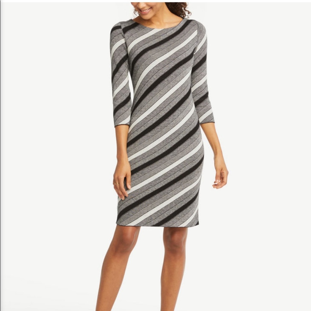 Ann Taylor striped 3/4 sleeve dress
